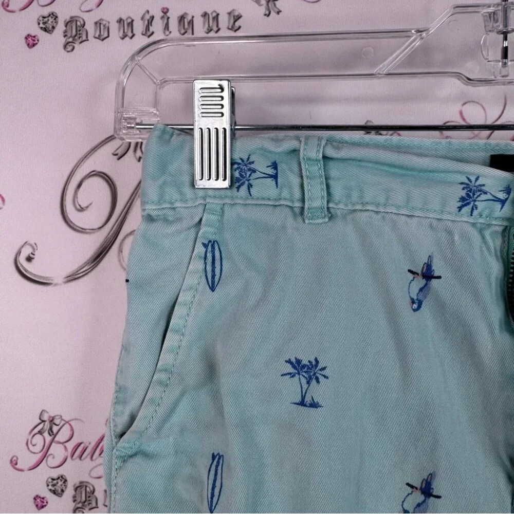 The Children's Place shorts surf boards palm trees Mint Shorts Blue Pattern